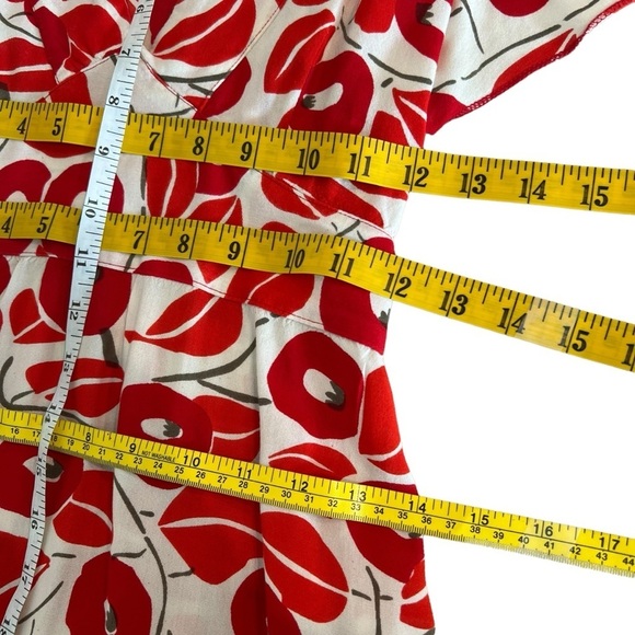 Karakorum Floral Poppy Print V Neck Fit & Flare Short Sleeve Dress Women’s Sz Lg - Picture 10 of 14